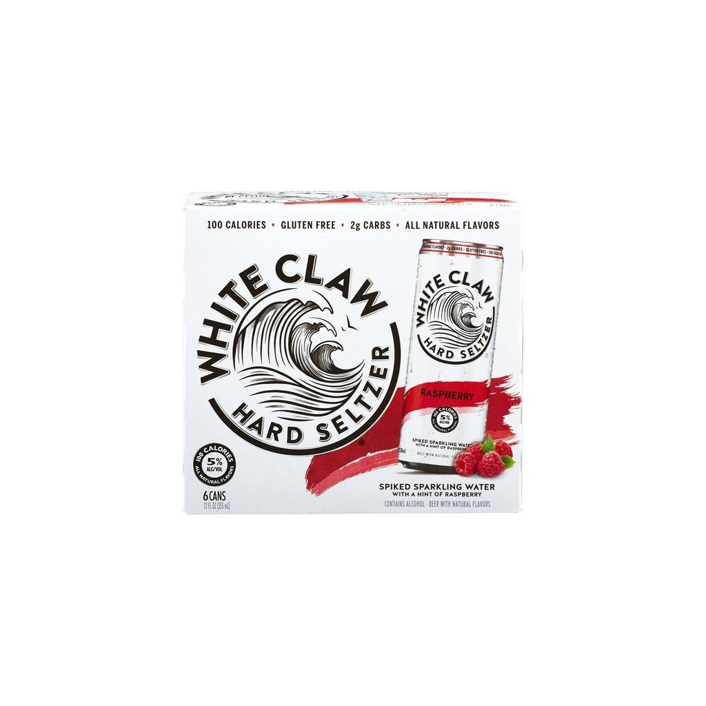 White Claw Hard Seltzer Raspberry 12oz 6 Pack Cans