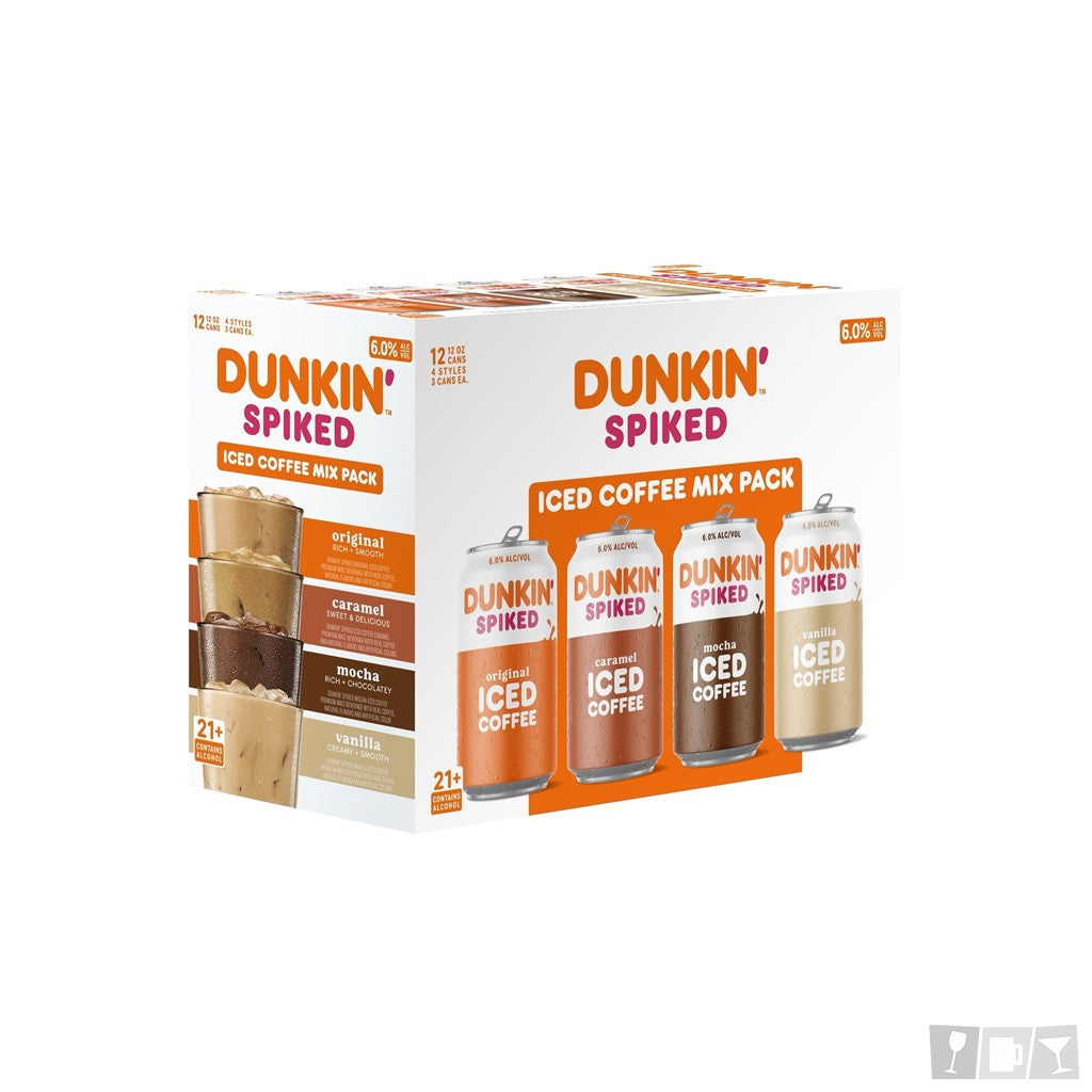 Dunkin Spiked Iced Coffee Mix Pack 12oz 12 Pack Cans