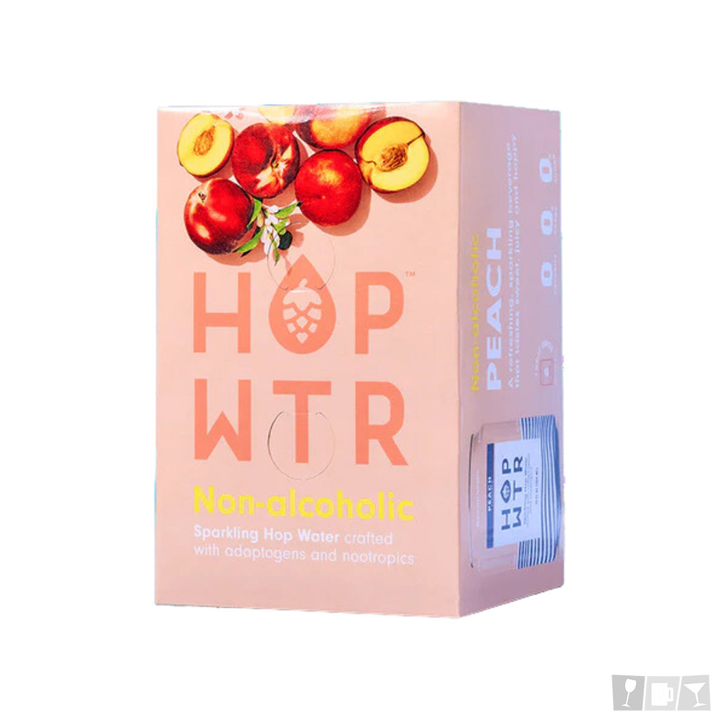 HOP WTR Peach Sparkling Hop Water 12oz 4 Pack Cans